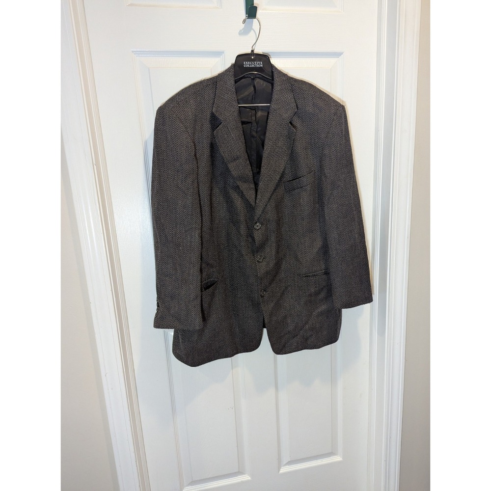 Old Money Herringbone Wool Blazer 46R Stafford Tailored Preppy Sport Coat - Picture 4 of 11